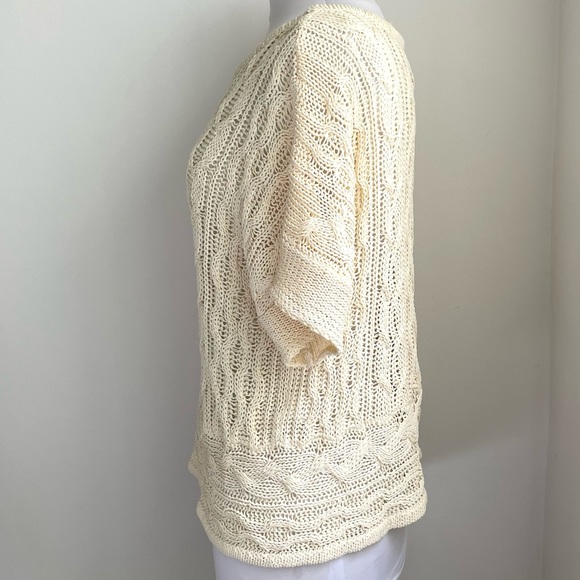Rag & Bone Magee Cable Knit Linen Blend Sweater Short Sleeve Size: Small Ivory - Picture 4 of 9